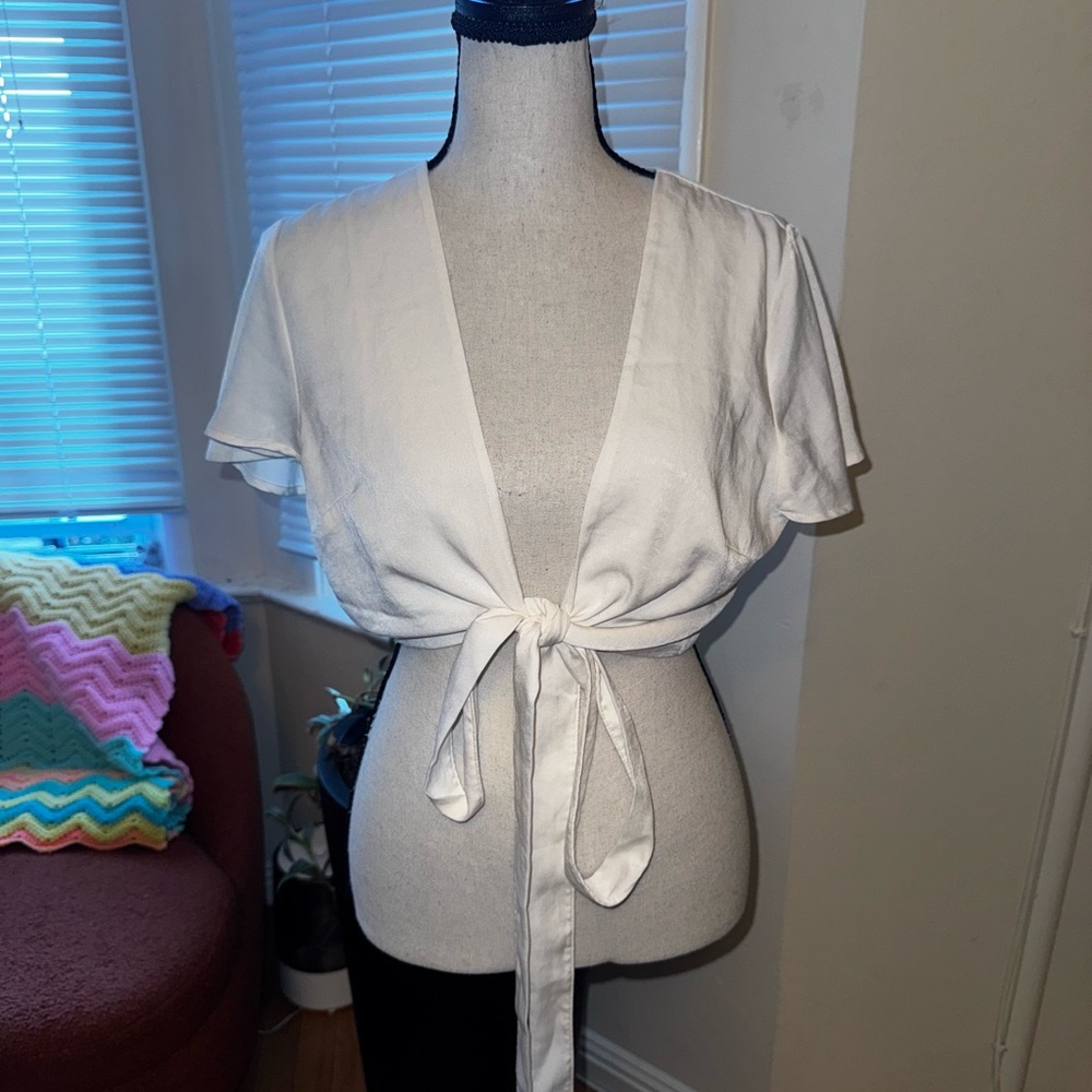 4SI3NNA White Tie-Front Top